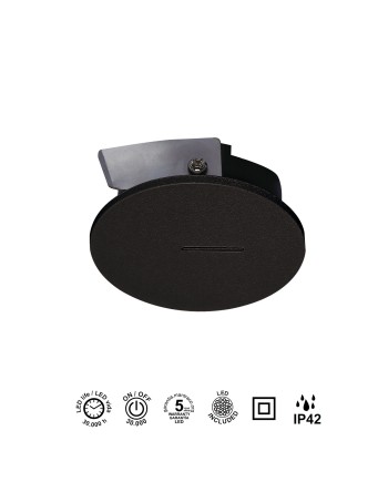 SOTAVENTO * BAÑADOR PARED LED 3W 3000K IP42 R NEGRO